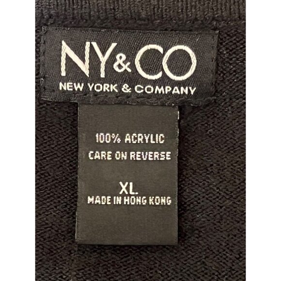 NY & Co  Sweater Size XL Black Acrylic V-Neck Long Sleeve SOFT Goth - Picture 12 of 16